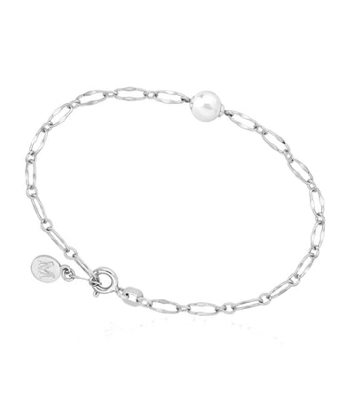 Cies Silver Link Bracelet with White Pearl