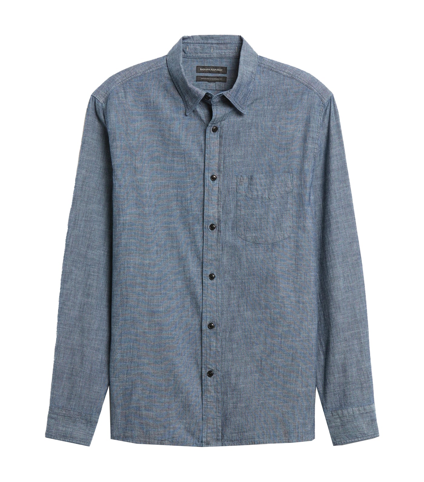 Untucked Standard-Fit Chambray Shirt Blue