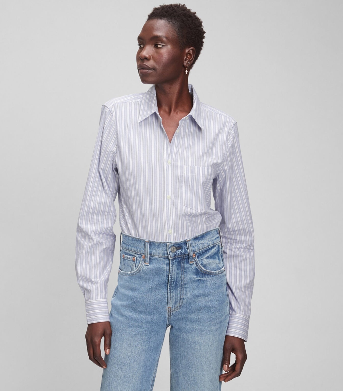 Long Sleeve Classic Shirt Blue Stripe