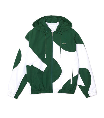 Men's Heritage Graphic Color-Block Zippered Water-Resistant Jacket Green/White