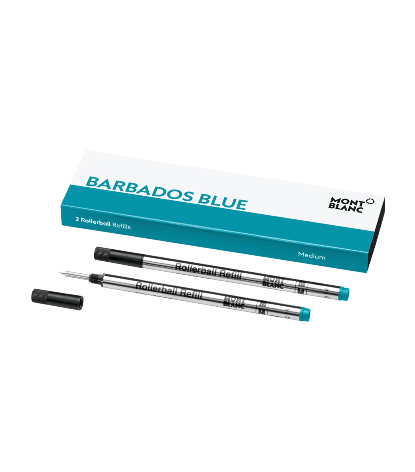 2 Rollerball Refills Medium, Barbados Blue