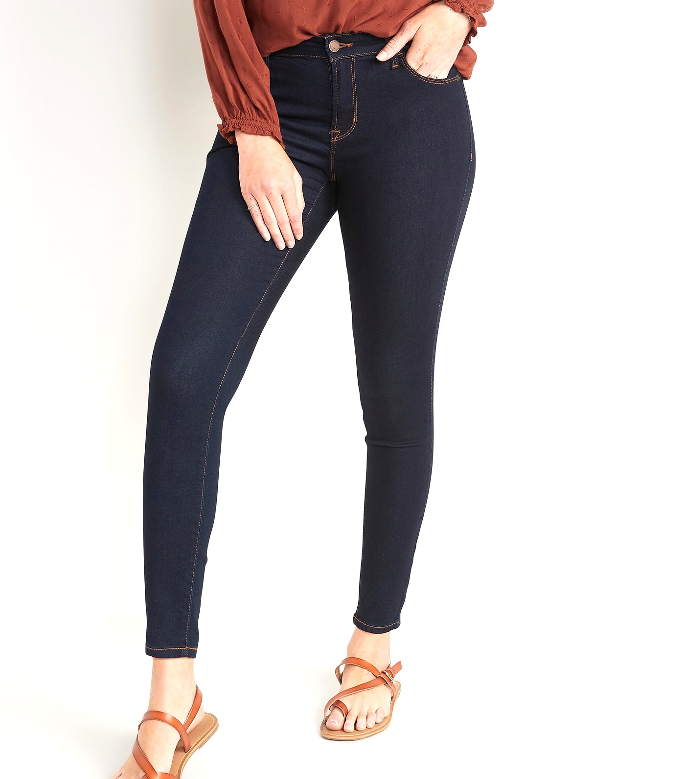 Mid-Rise Rockstar Super Skinny Jeans Rinse