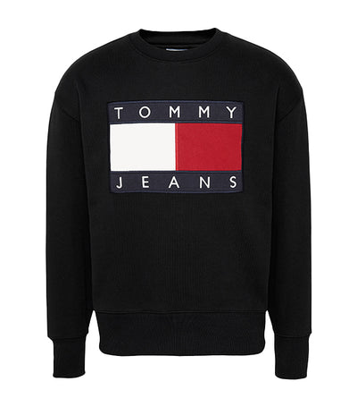 TJM Tommy Flag Crew Neck Sweatshirt Black