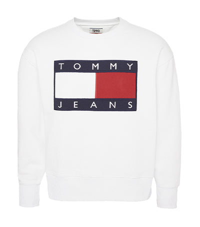 TJM Tommy Flag Crew Neck Sweatshirt White