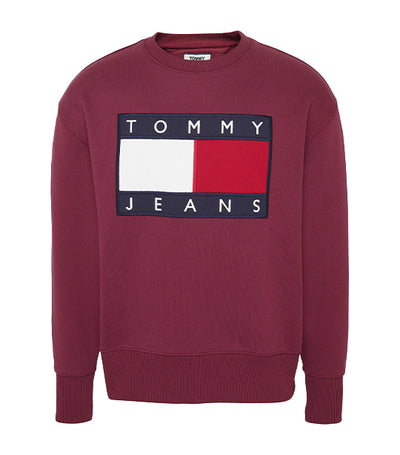 TJM Tommy Flag Crew Neck Sweatshirt Burgundy