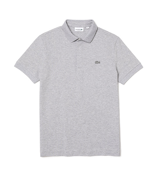 Men's Paris Polo Shirt Regular Fit Stretch Cotton Piqué Silver Chine