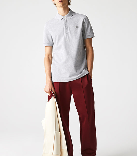 Men's Paris Polo Shirt Regular Fit Stretch Cotton Piqué Silver Chine