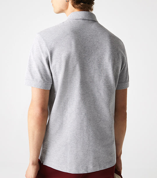 Men's Paris Polo Shirt Regular Fit Stretch Cotton Piqué Silver Chine