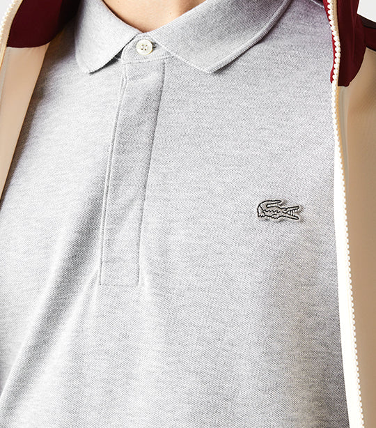 Men's Paris Polo Shirt Regular Fit Stretch Cotton Piqué Silver Chine