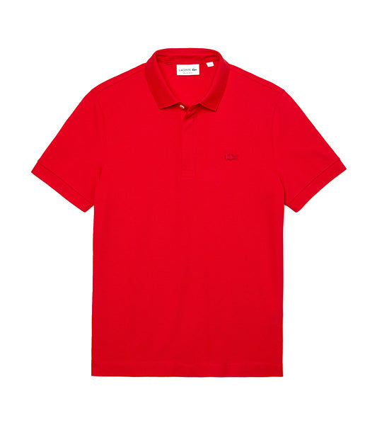 Men's Lacoste Paris Polo Shirt Regular Fit Stretch Cotton Piqué Red