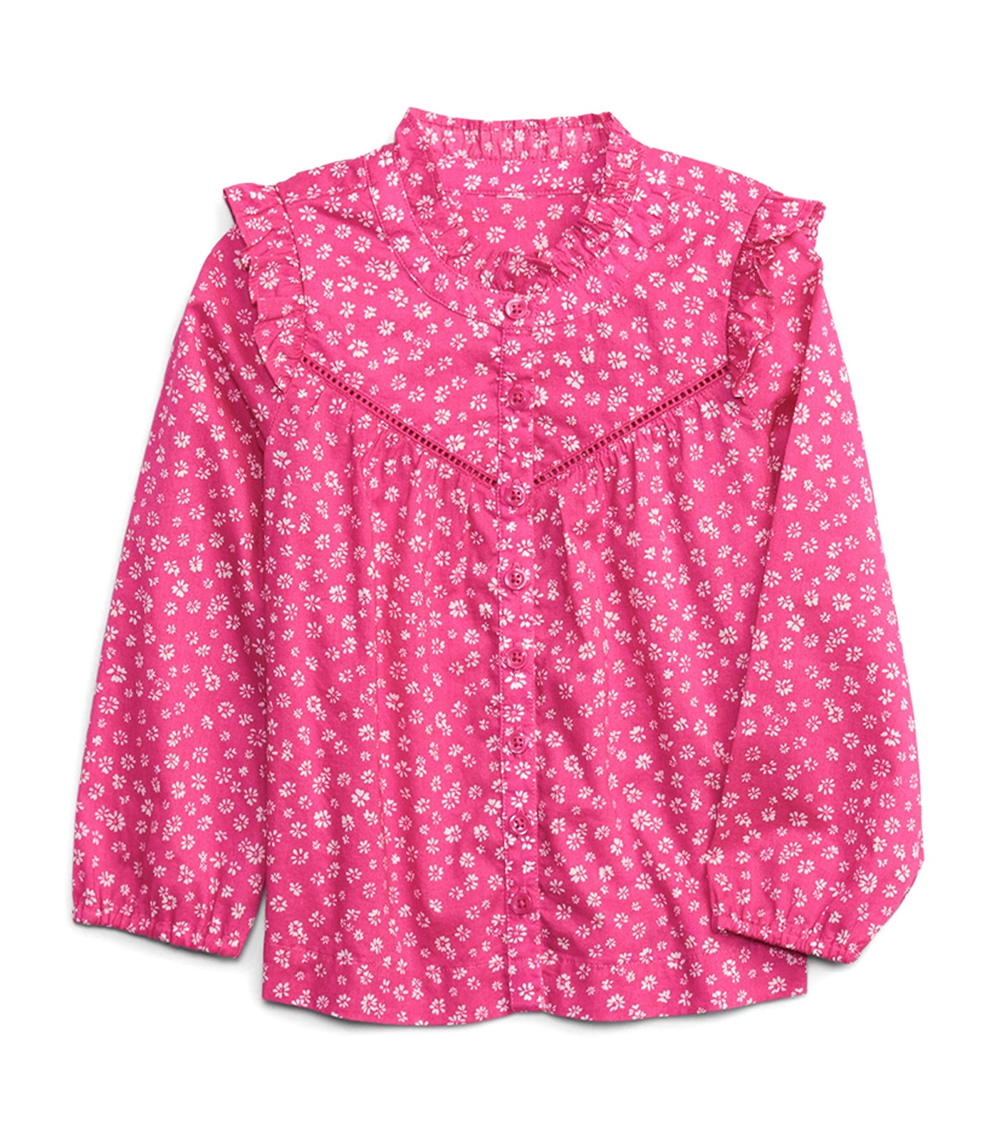Toddler Ruffle Button-Down Shirt - Aug Pink Ditsy
