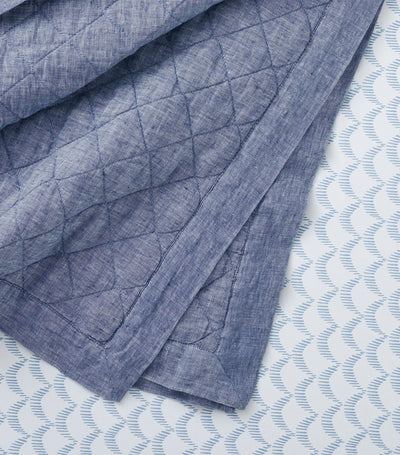Scallop Geo Crib Fitted Sheet - Blue