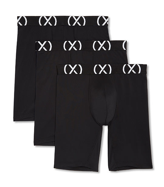 Three Pack (X) Sport Boxer Briefs with 9in Inseam in Black