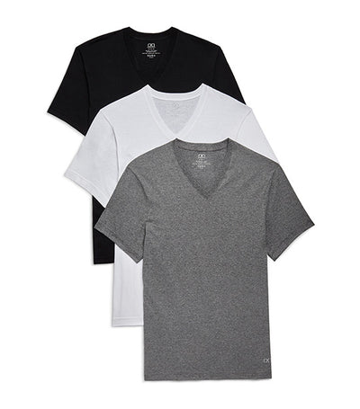 Three-Pack (X) Performance Cotton V-Neck Shirt in Monochrome