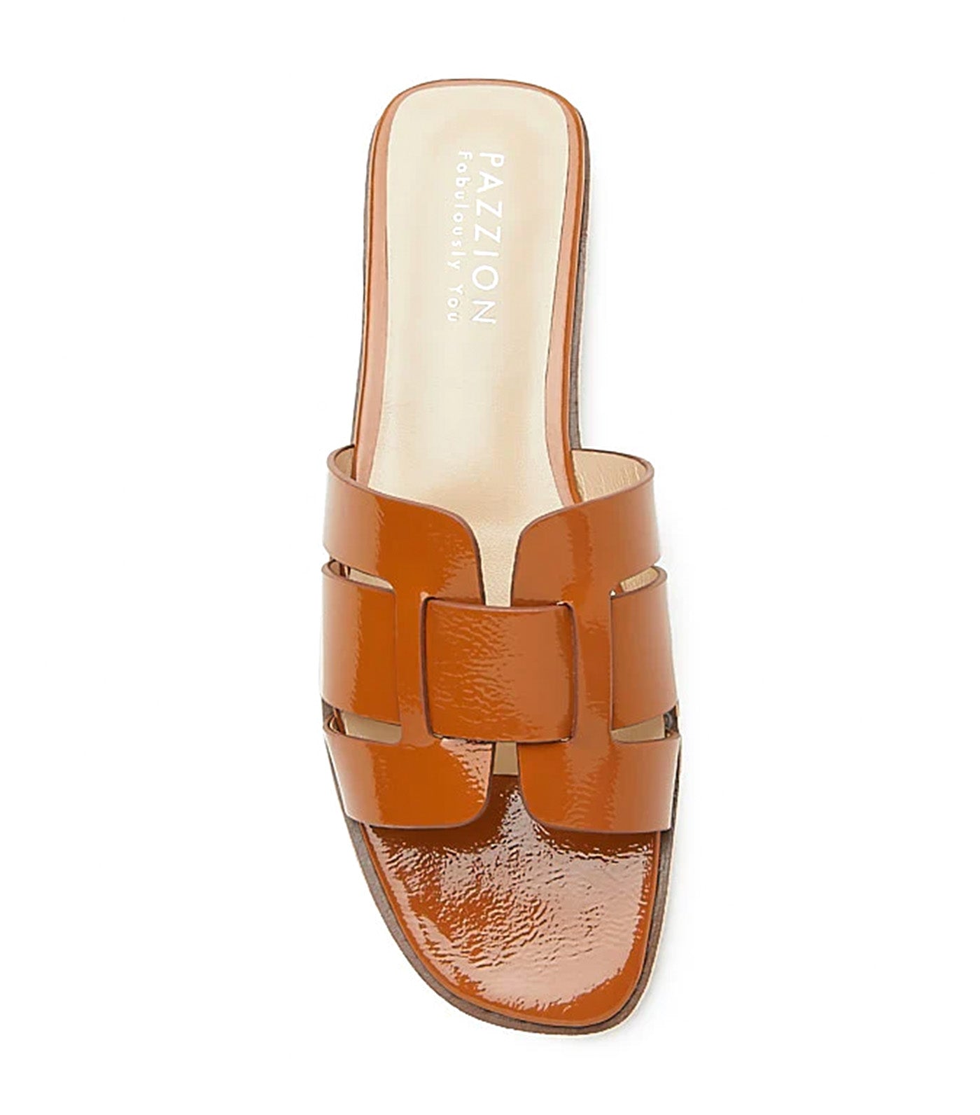 Elmira Interlocked Cage Leather Slides Orange