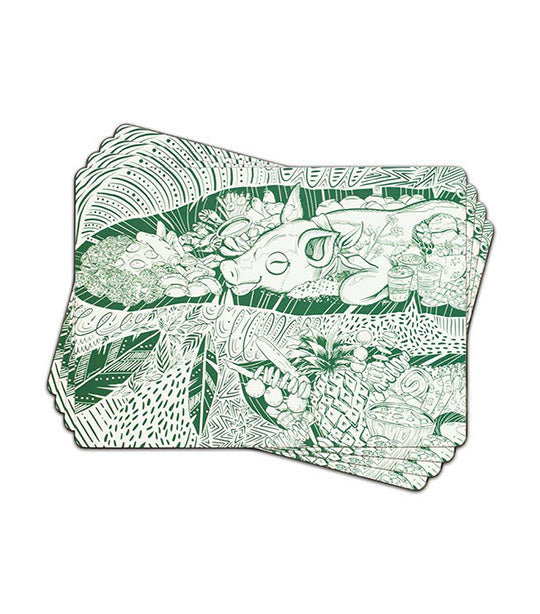 Jim Weaver Designs Boodle Fight Placemats and Coasters - Green
