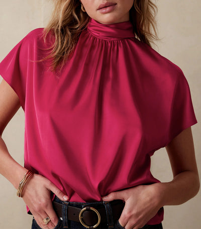 Tie-Back Blouse Red