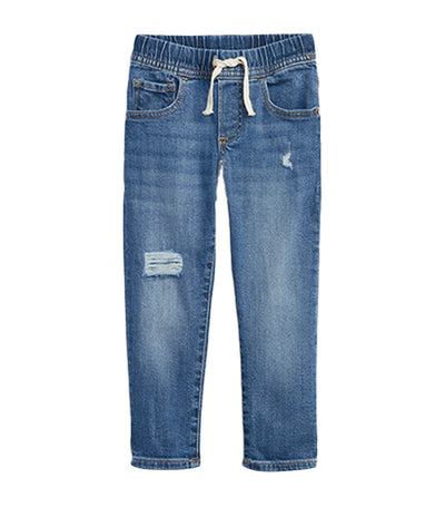 Toddler Destructed Pull-On Slim Jeans with Washwell - Medium Wash