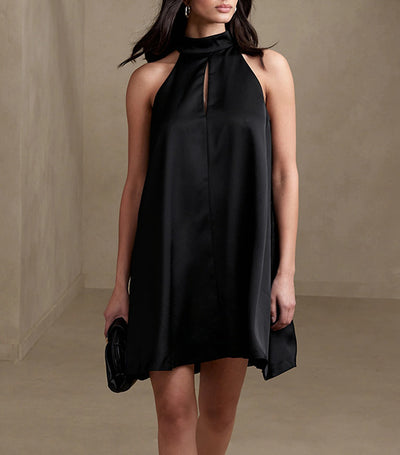 Lili Satin Mini Dress Black