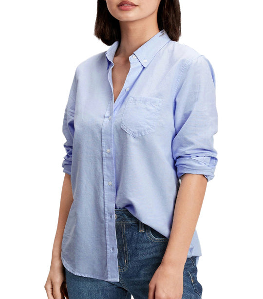 Fitted Boyfriend Shirt in Oxford Light Blue