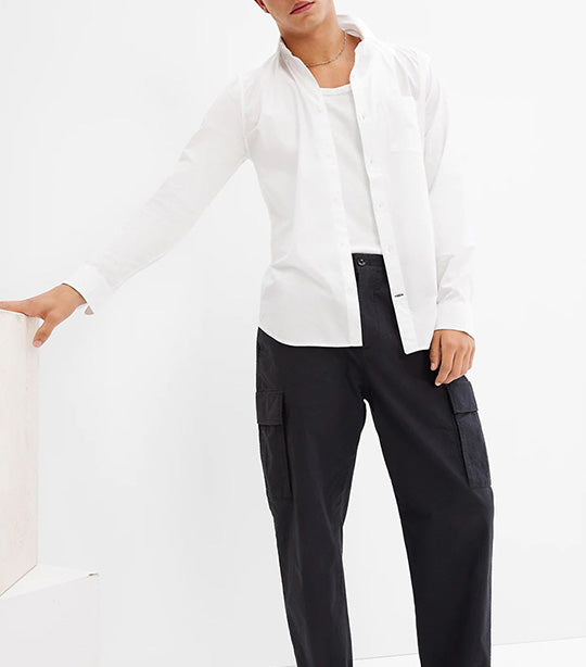 Stretch Poplin Shirt in Slim Fit White 2