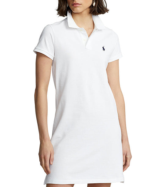 Women’s Cotton Mesh Polo Dress White