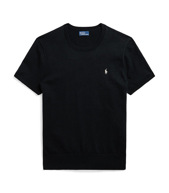 Women’s Cotton-Blend Short-Sleeve Sweater Black