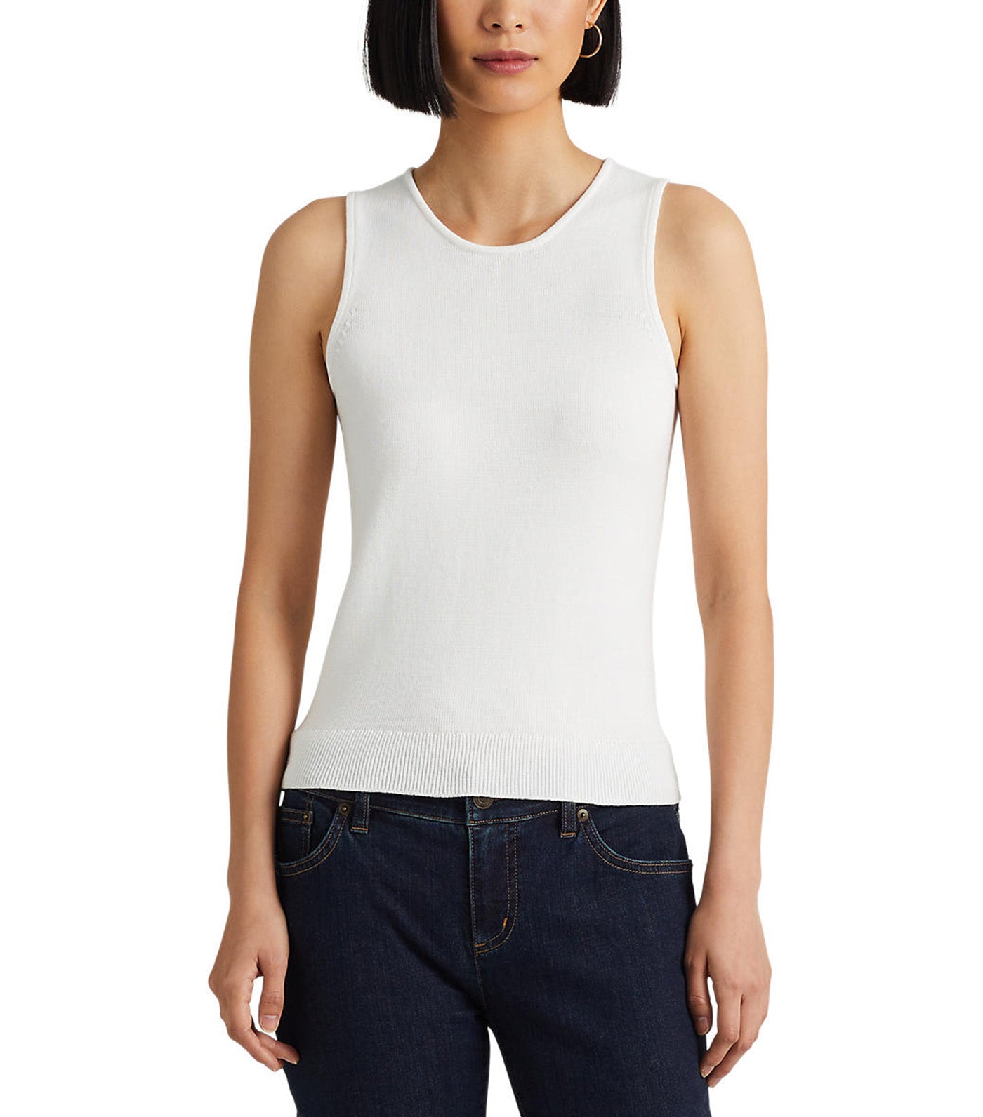 Women's Cotton-Blend Sleeveless Sweater White