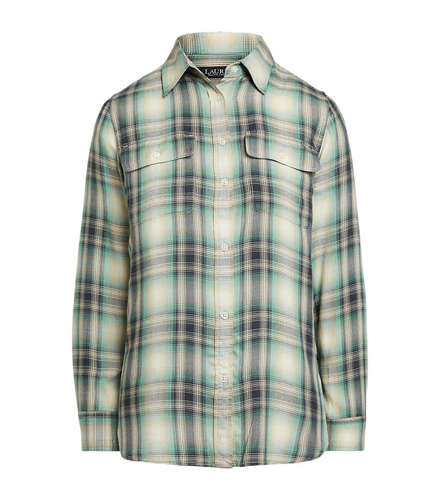 Women's Oversized Plaid Twill Shirt Blue/Green Plaid