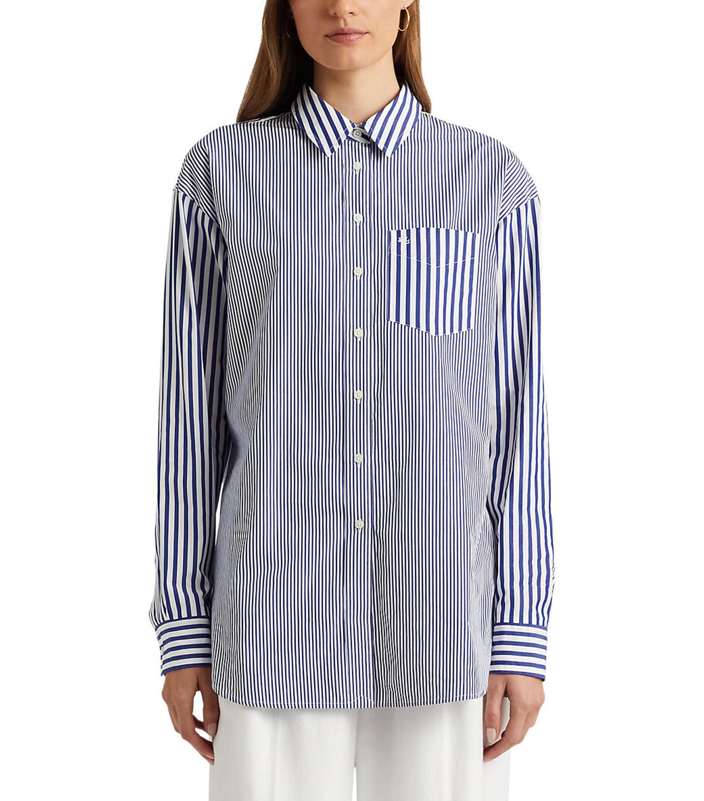 Women's Striped Cotton Broadcloth Shirt Blue