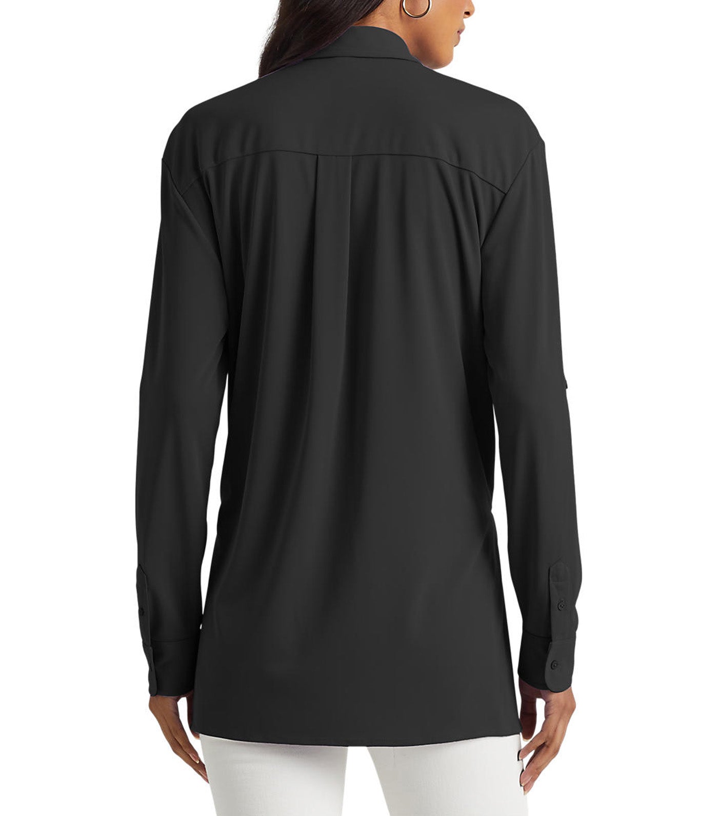 Women's Tie-Front Stretch Jersey Shirt Black