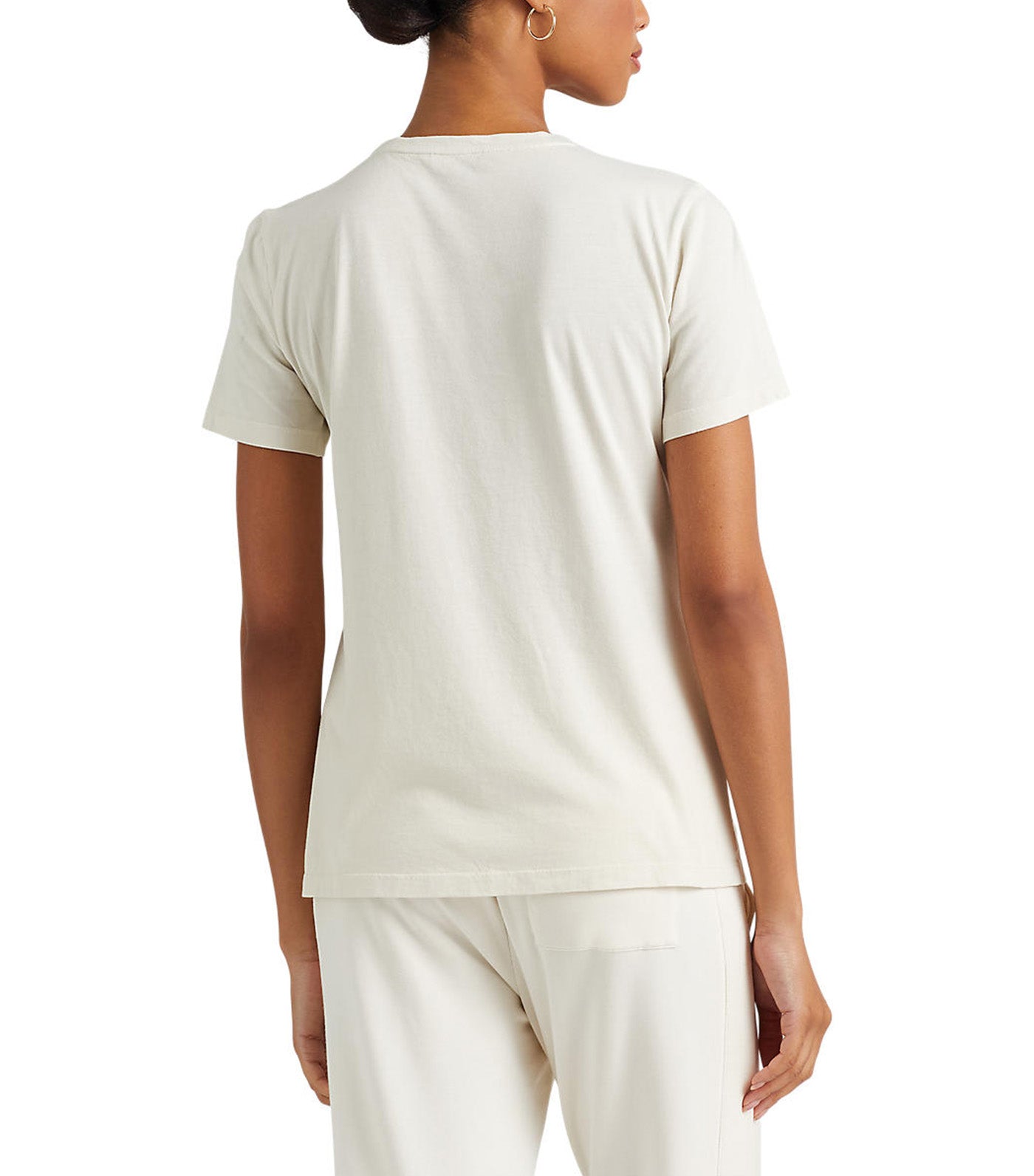 Women's Eyelet Logo Cotton-Blend Tee Natural