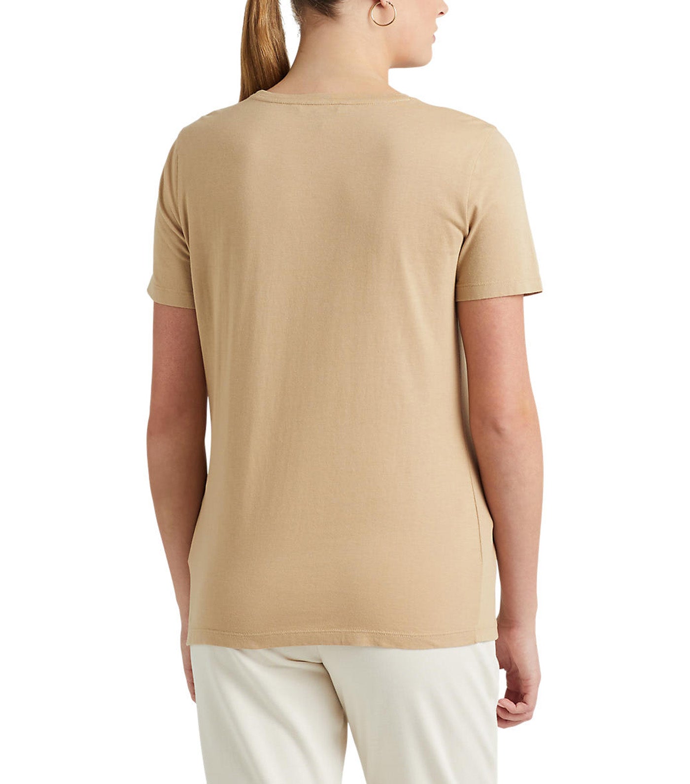 Women's Eyelet Logo Cotton-Blend Tee Light Beige