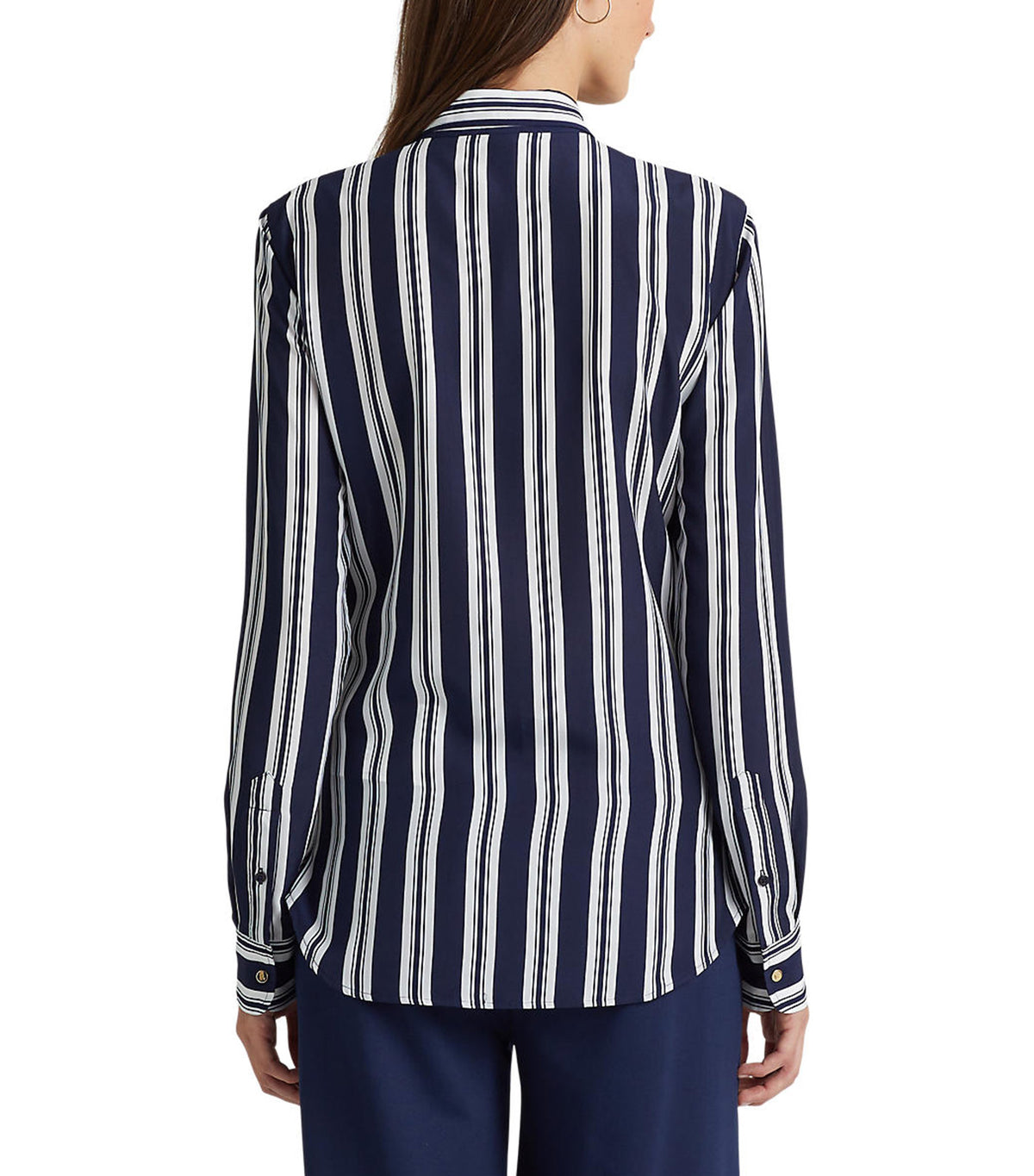 Women's Striped Crepe Shirt Navy
