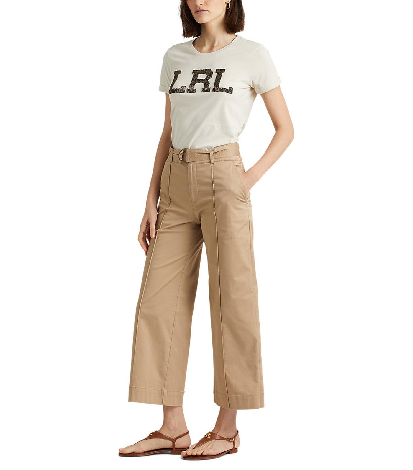 Women's Beaded Logo Jersey Tee Natural