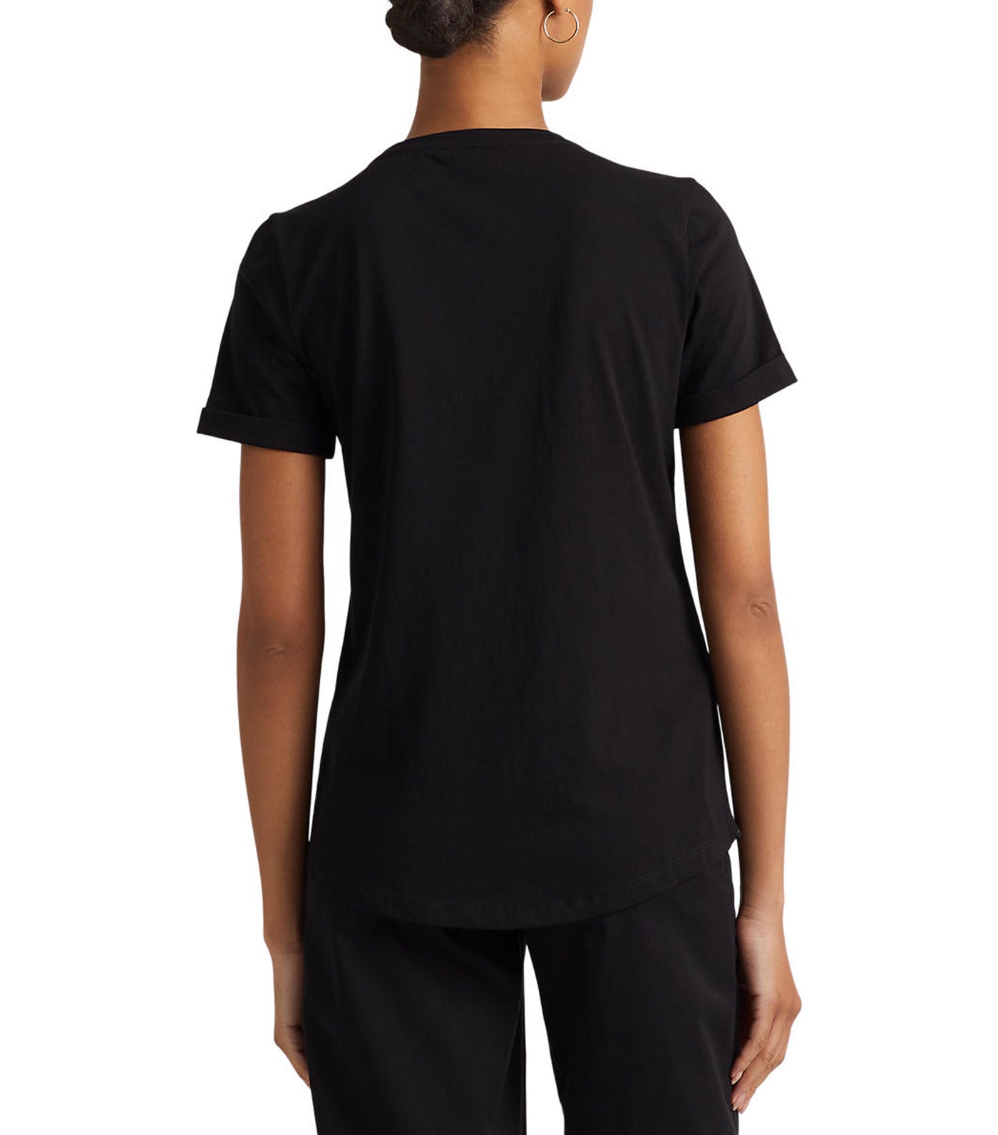 Women's Beaded Logo Jersey Tee Black