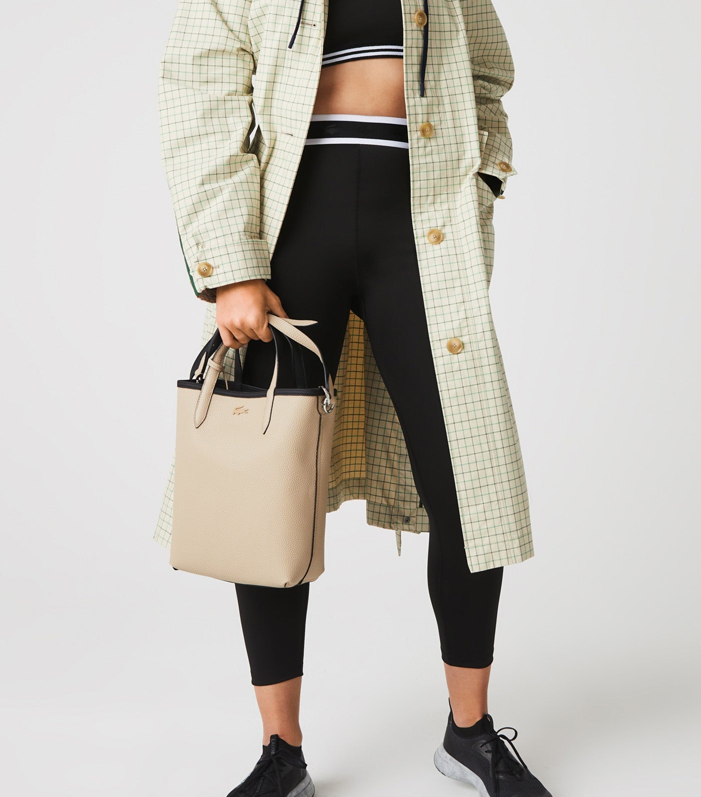 Women's Anna Reversible Coated Canvas Vertical Shopping Bag Black Warm Sand