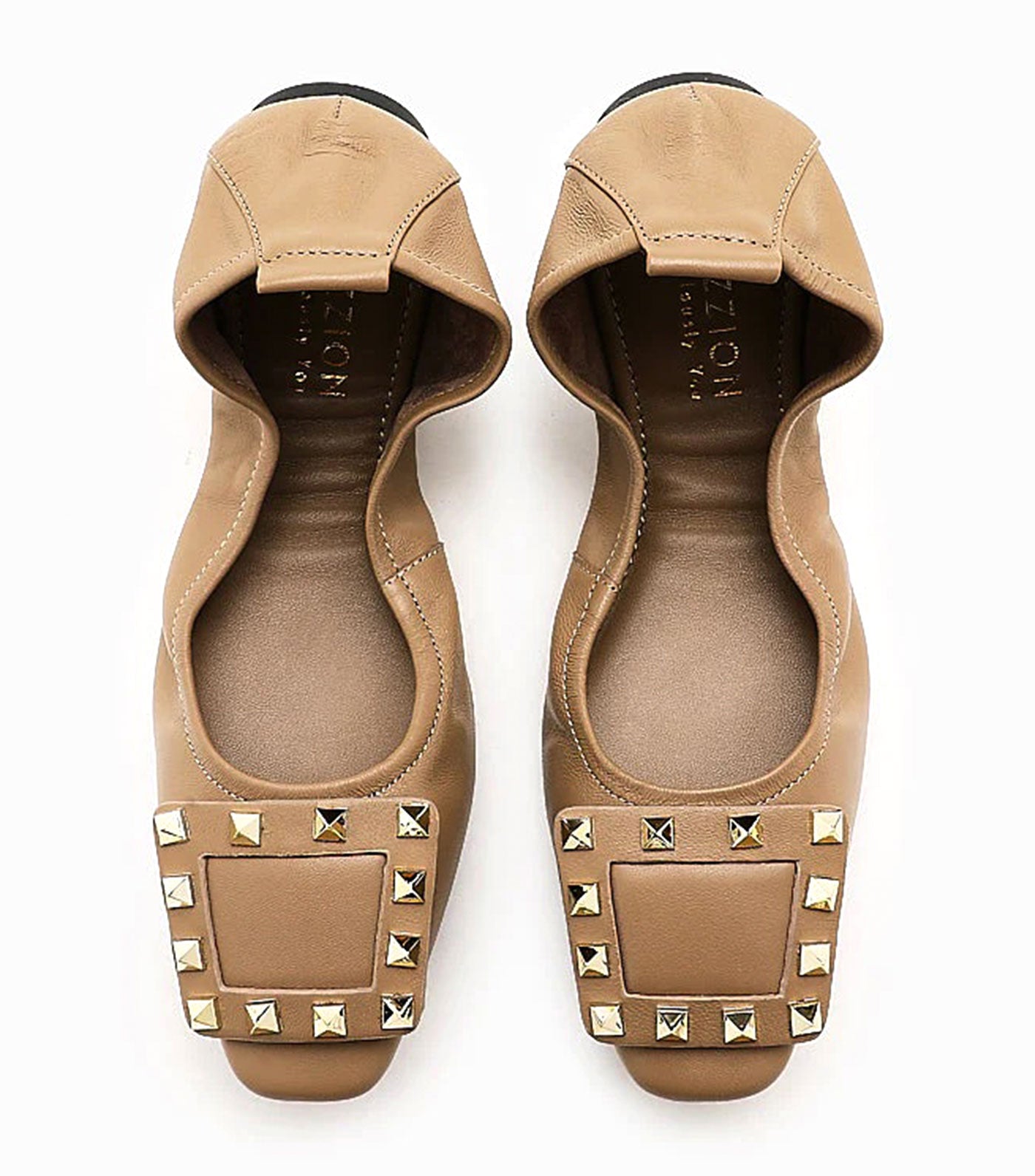 Vivienne Studded Foldable Flats Khaki