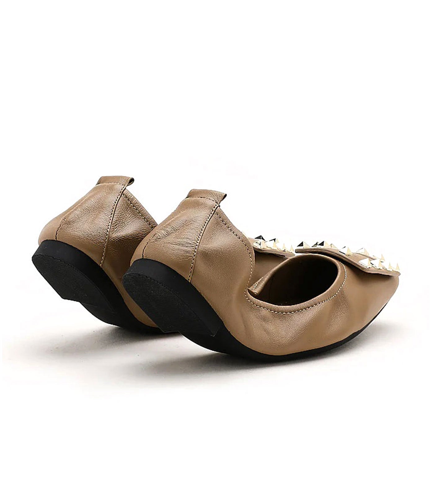 Vivienne Studded Foldable Flats Khaki