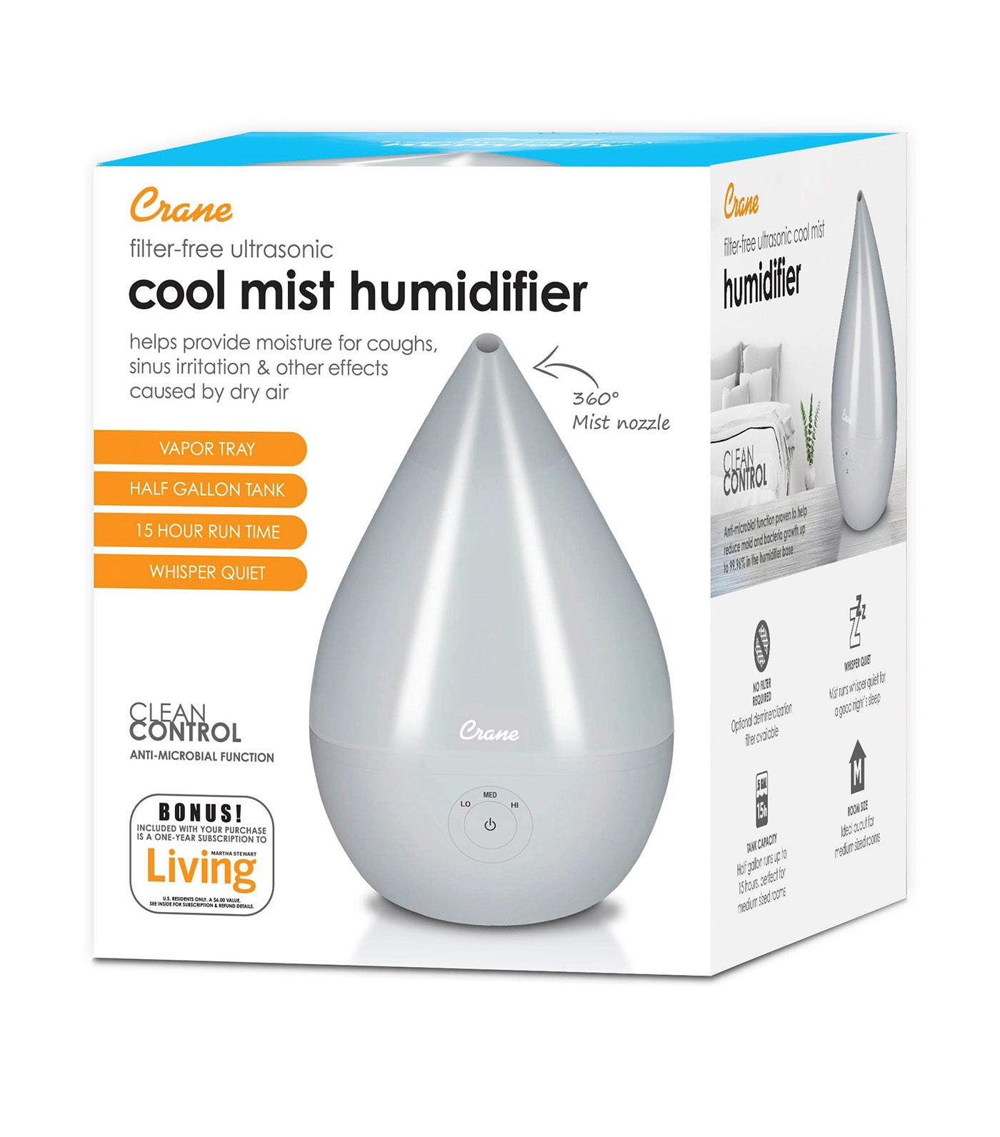 Droplet Filter-Free Cool Mist Humidifier with Vaporizer Function for Inhalation - Gray