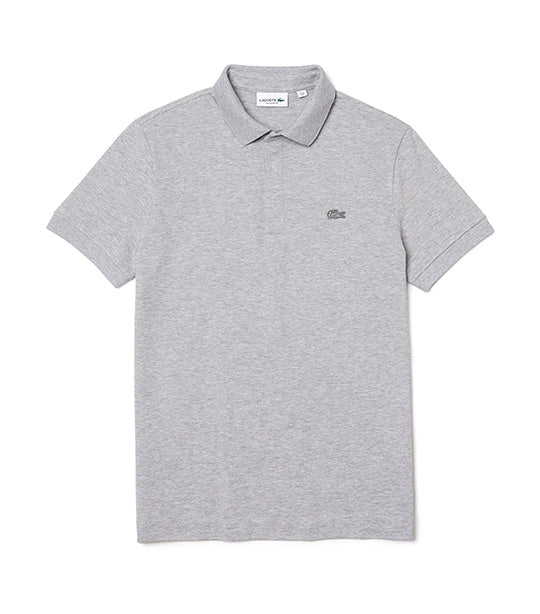Men's Paris Polo Shirt Regular Fit Stretch Cotton Piqué Silver Chine