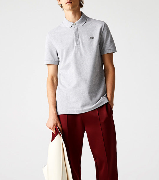 Men's Paris Polo Shirt Regular Fit Stretch Cotton Piqué Silver Chine