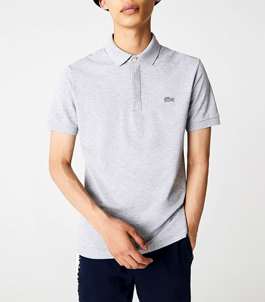 Men's Paris Polo Shirt Regular Fit Stretch Cotton Piqué Silver Chine