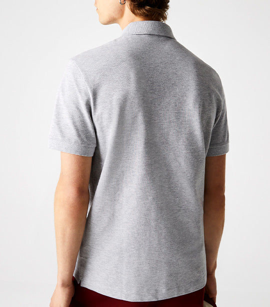 Men's Paris Polo Shirt Regular Fit Stretch Cotton Piqué Silver Chine