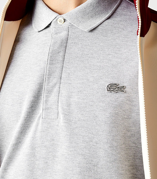 Men's Paris Polo Shirt Regular Fit Stretch Cotton Piqué Silver Chine