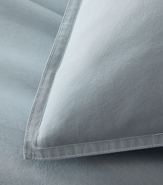 west elm Organic Washed Cotton Standard Sham - Arctic Blue