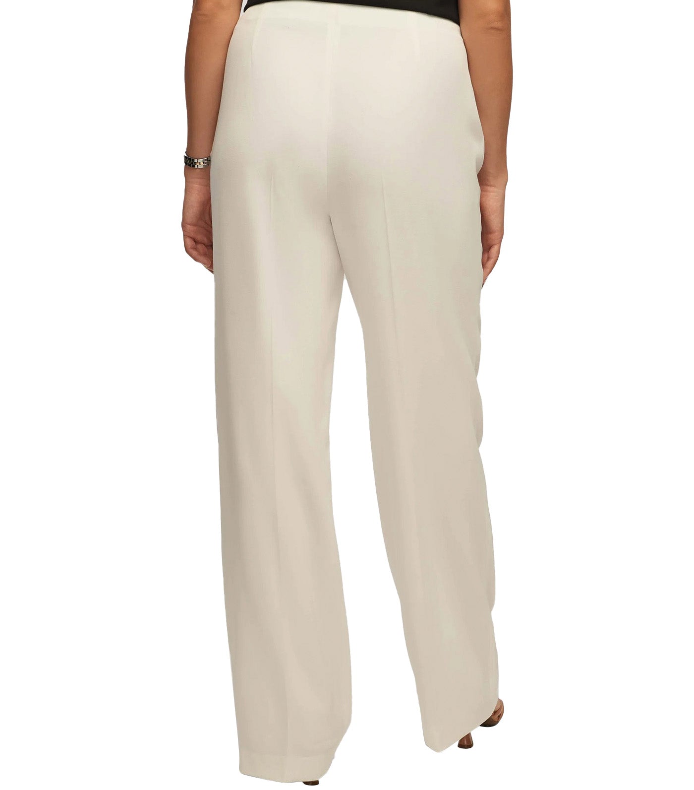 Crepe High Rise Pant with Pleat Wide Leg Anne White