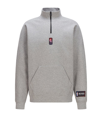Zip-Neck Sweatshirt with Collaborative Branding Gray
