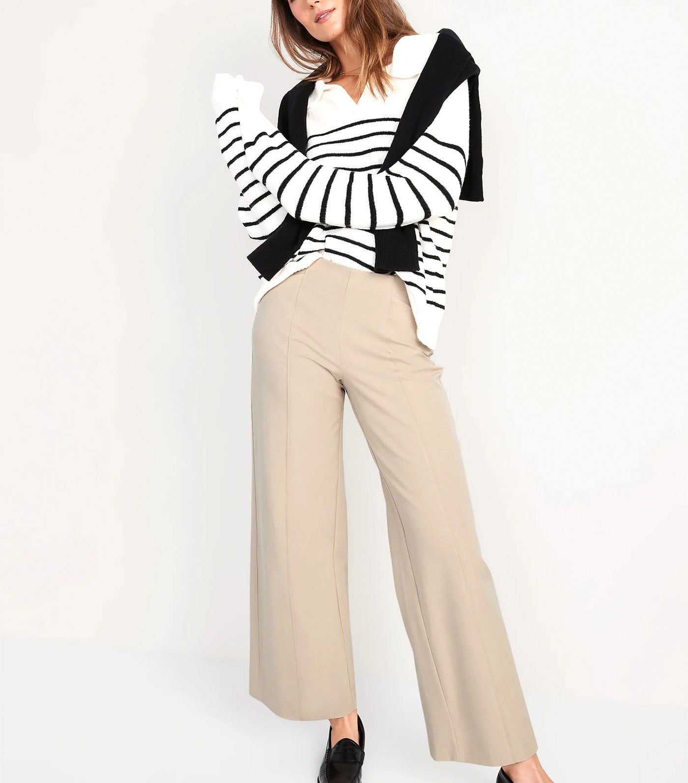 High-Waisted Pull-On Pixie Wide-Leg Pants for Women Mocha Taffy