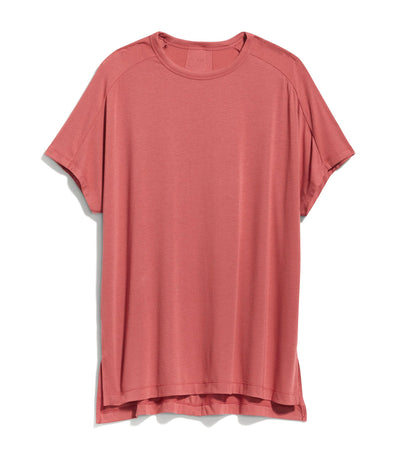 UltraLite Oversized Rib-Paneled Tunic T-Shirt for Women Mineral Rouge